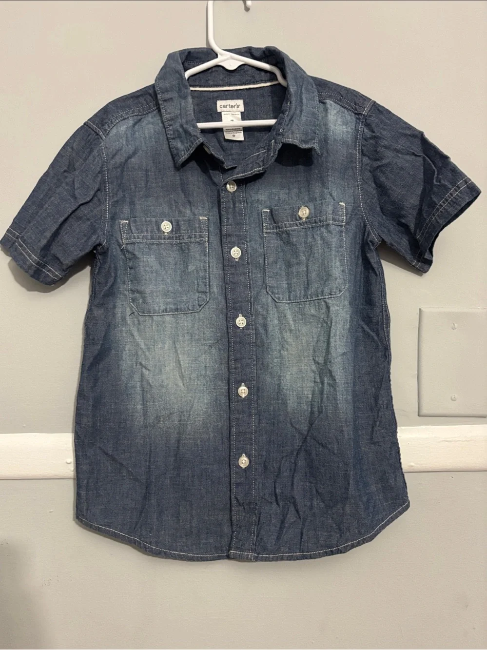 Carter's Short-Sleeve Denim Button-Down Shirt - Blue